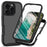 For iPhone 16 Pro Case PC+TPU Clear Phone Cover with PET Screen Film - Black - 1