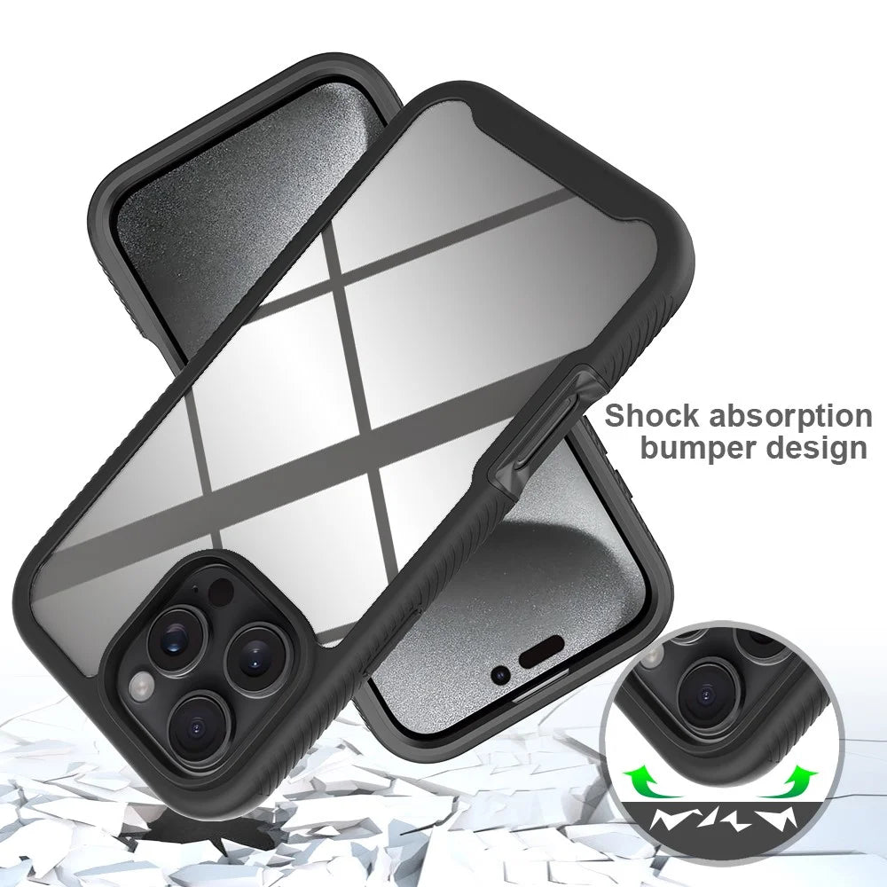 For iPhone 16 Pro Max  Case Anti-Drop 2-in-1 PC+TPU Phone Cover - Black - 5