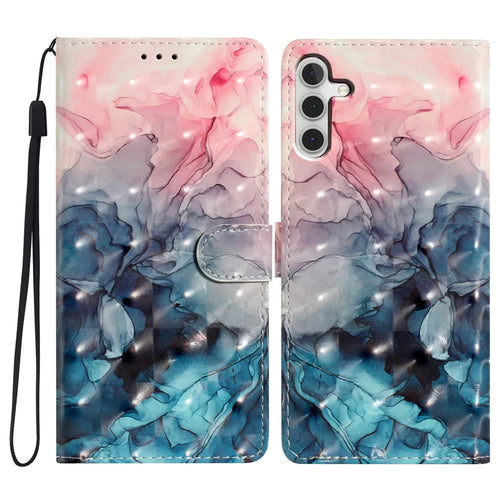 For Samsung Galaxy A16 5G / A16 4G Case PU Leather 3D Pattern Printing Wallet Phone Cover - Pink Blue Marble - 1
