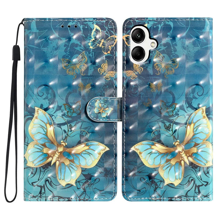 For Samsung Galaxy A06 4G Case PU Leather 3D Pattern Printing Wallet Phone Cover - Butterfly - 1