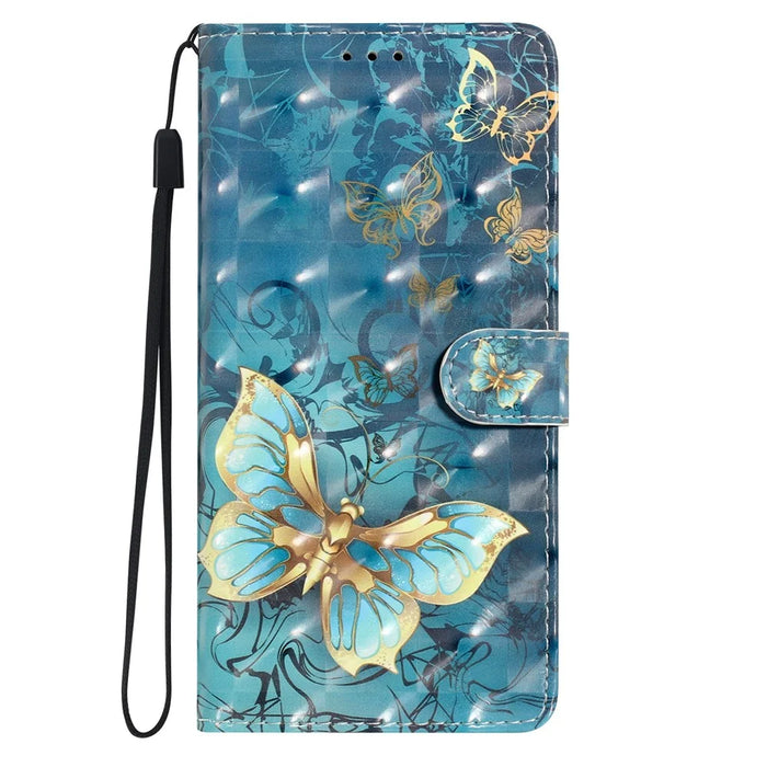 For Samsung Galaxy A06 4G Case PU Leather 3D Pattern Printing Wallet Phone Cover - Butterfly - 5