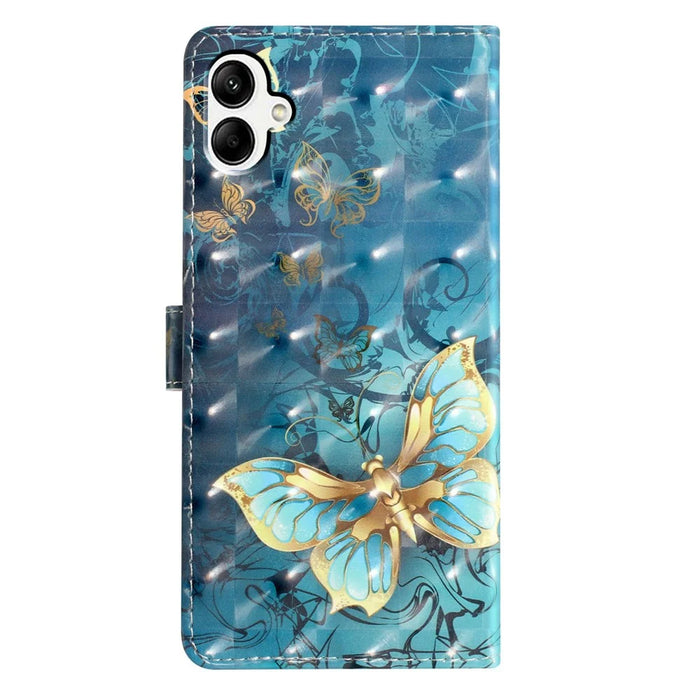 For Samsung Galaxy A06 4G Case PU Leather 3D Pattern Printing Wallet Phone Cover - Butterfly - 6