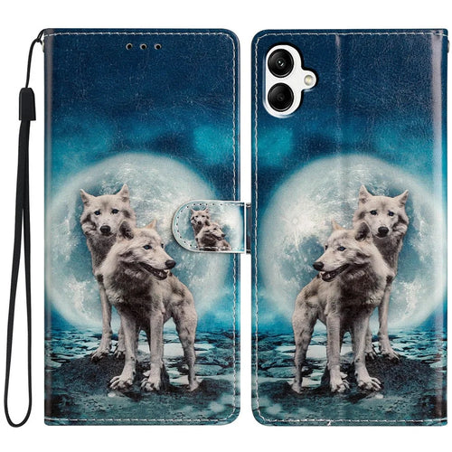 For Samsung Galaxy A06 4G Wallet Case PU Leather Pattern Printing Stand Phone Cover with Strap - Two Wolves - 1