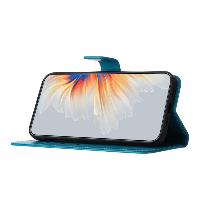For Samsung Galaxy A06 4G Leather Case with Card Slots Mandala Pattern Phone Cover Stand - Blue - 4