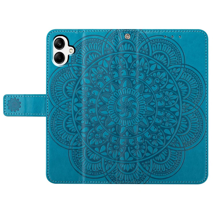 For Samsung Galaxy A06 4G Leather Case with Card Slots Mandala Pattern Phone Cover Stand - Blue - 6