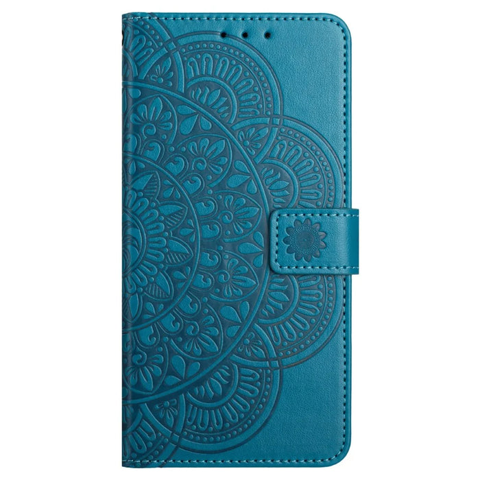 For Samsung Galaxy A06 4G Leather Case with Card Slots Mandala Pattern Phone Cover Stand - Blue - 7