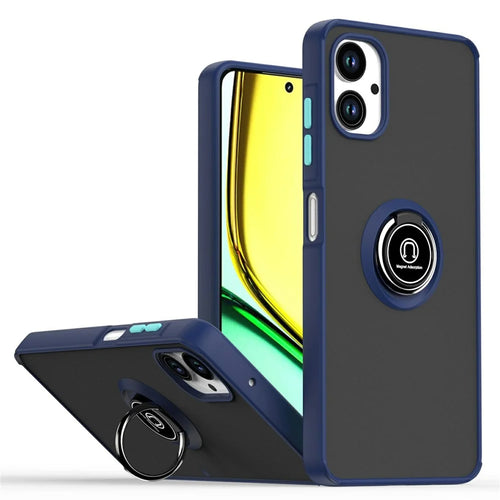 For Samsung Galaxy A06 4G Case Ring Holder Kickstand TPU+Acrylic Phone Cover - Sapphire - 1