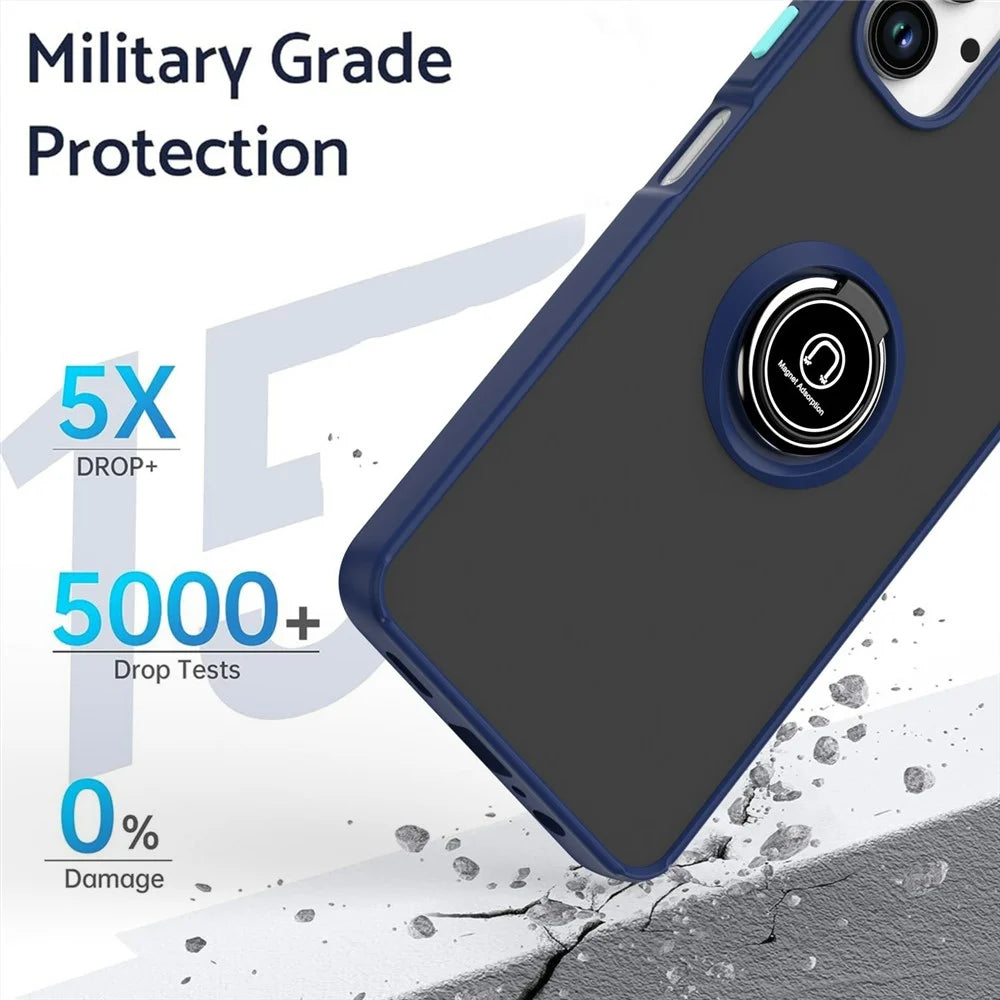 For Samsung Galaxy A06 4G Case Ring Holder Kickstand TPU+Acrylic Phone Cover - Sapphire - 2
