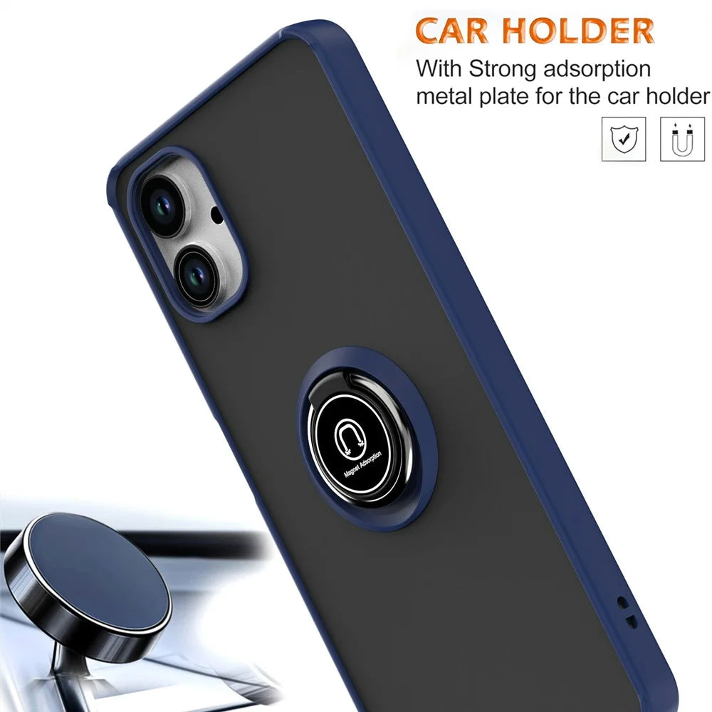 For Samsung Galaxy A06 4G Case Ring Holder Kickstand TPU+Acrylic Phone Cover - Sapphire - 3