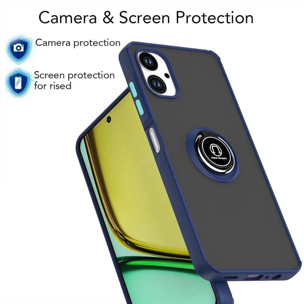 For Samsung Galaxy A06 4G Case Ring Holder Kickstand TPU+Acrylic Phone Cover - Sapphire - 5