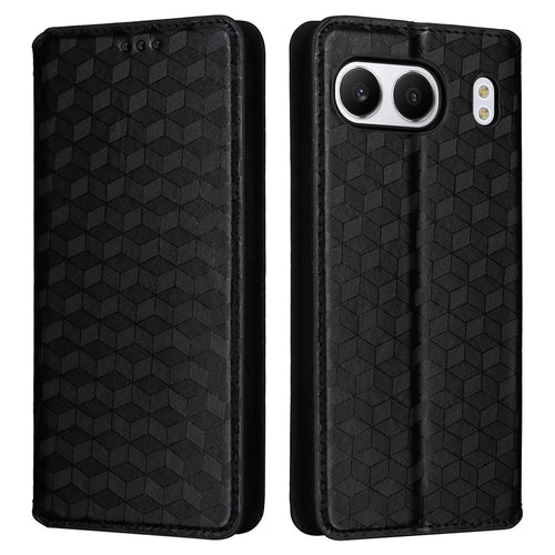 For OnePlus Nord 4 Wallet Case Rhombus Imprinted Leather Phone Cover - Black - 1