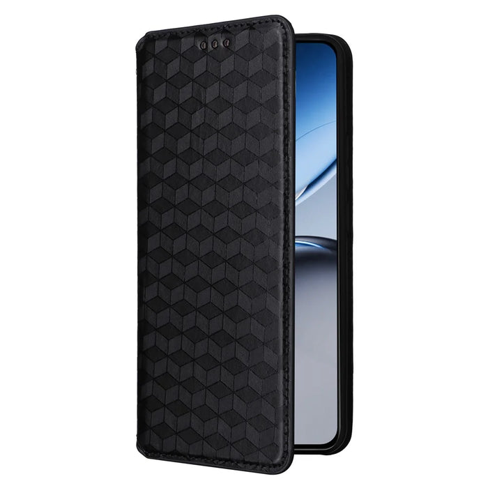 For OnePlus Nord 4 Wallet Case Rhombus Imprinted Leather Phone Cover - Black - 5