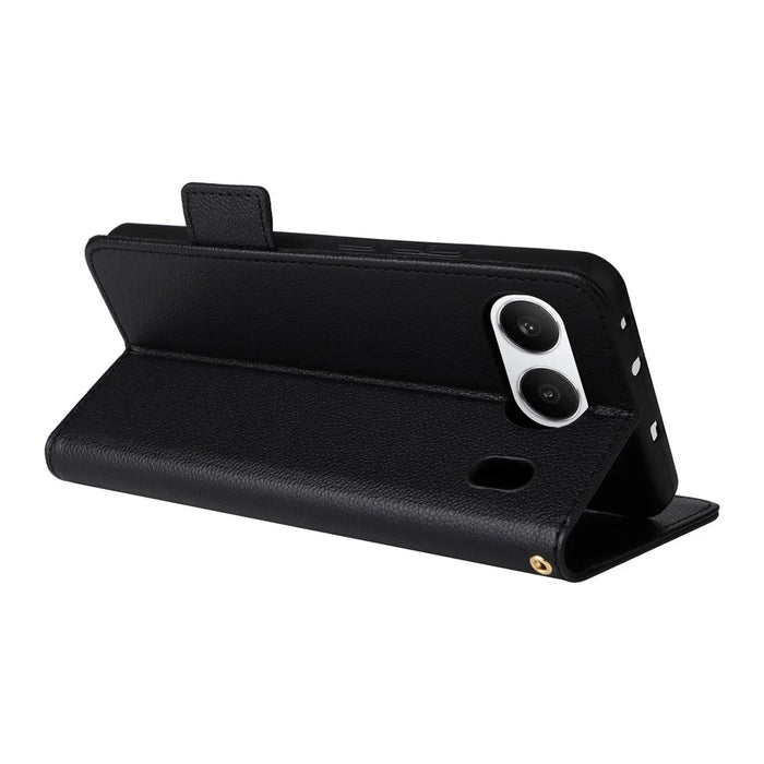 For OnePlus Nord 4 Case with Wrist Strap Litchi Texture PU Leather Wallet Phone Cover - Black - 4