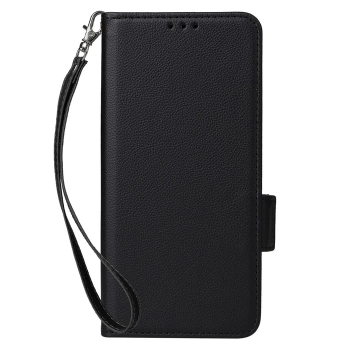 For OnePlus Nord 4 Case with Wrist Strap Litchi Texture PU Leather Wallet Phone Cover - Black - 7