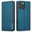 LC.IMEEKE L1 Series for iPhone 16 Pro Max Case PU Leather Wallet Stand Protective Phone Cover - Blue - 1