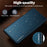 LC.IMEEKE L1 Series for iPhone 16 Pro Max Case PU Leather Wallet Stand Protective Phone Cover - Blue - 6