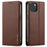 LC.IMEEKE L1 Series for iPhone 15 Plus Case PU Leather Wallet Stand Protective Phone Cover - Brown - 1