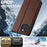 LC.IMEEKE L1 Series for iPhone 15 Plus Case PU Leather Wallet Stand Protective Phone Cover - Brown - 4
