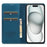 LC.IMEEKE L1 Series for iPhone 15 Case PU Leather Wallet Stand Protective Phone Cover - Blue - 2