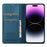 LC.IMEEKE L1 Series for iPhone 15 Pro Max Case PU Leather Wallet Stand Protective Phone Cover - Blue - 2