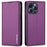 LC.IMEEKE L1 Series for iPhone 14 Pro Case PU Leather Wallet Stand Protective Phone Cover - Purple - 1