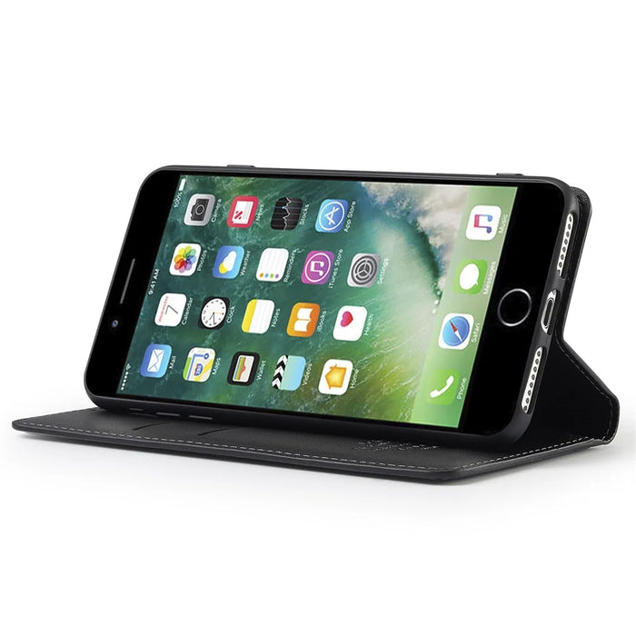 LC.IMEEKE L1 Series for iPhone 8 Plus / 7 Plus Case PU Leather Wallet Stand Protective Phone Cover - Black - 3
