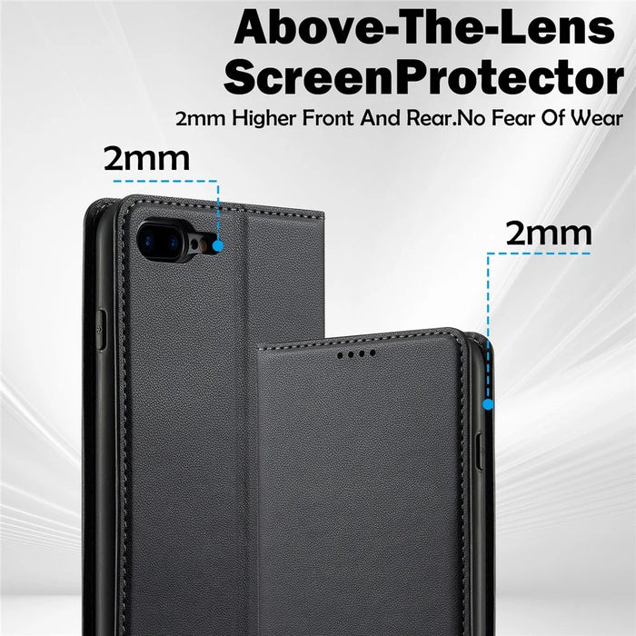 LC.IMEEKE L1 Series for iPhone 8 Plus / 7 Plus Case PU Leather Wallet Stand Protective Phone Cover - Black - 4