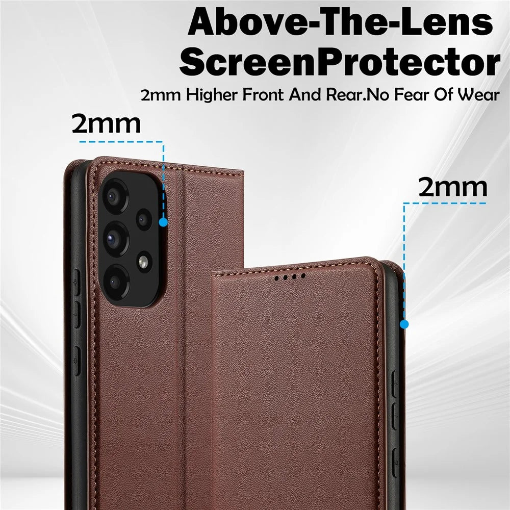 LC.IMEEKE L1 Series for Samsung Galaxy A53 5G Case PU Leather Wallet Stand Protective Phone Cover - Brown - 4