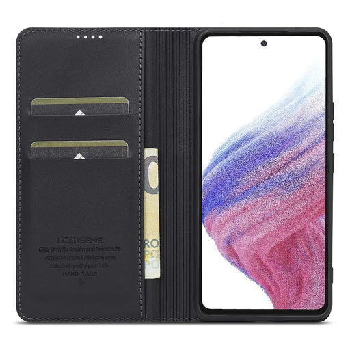 LC.IMEEKE L1 Series for Samsung Galaxy A52s 5G / A52 5G / 4G Case PU Leather Wallet Stand Phone Cover - Black - 2