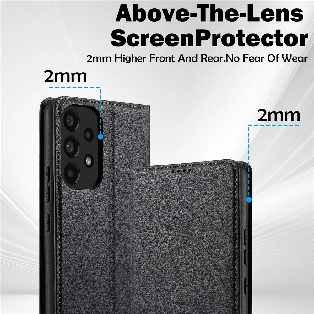 LC.IMEEKE L1 Series for Samsung Galaxy A52s 5G / A52 5G / 4G Case PU Leather Wallet Stand Phone Cover - Black - 4