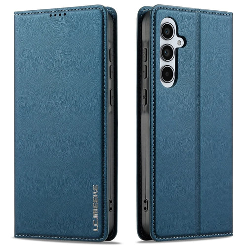 LC.IMEEKE L1 Series for Samsung Galaxy A54 5G Case PU Leather Wallet Stand Protective Phone Cover - Blue - 1