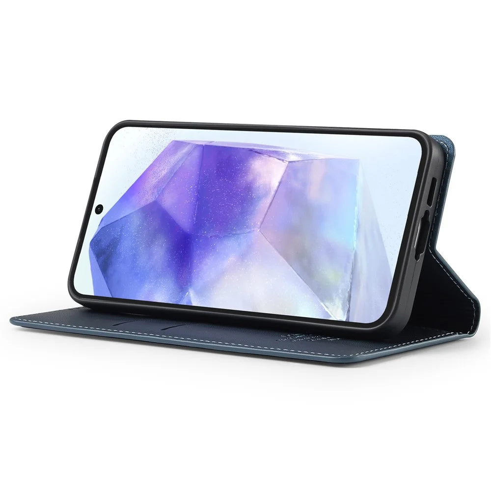 LC.IMEEKE L1 Series for Samsung Galaxy A54 5G Case PU Leather Wallet Stand Protective Phone Cover - Blue - 3
