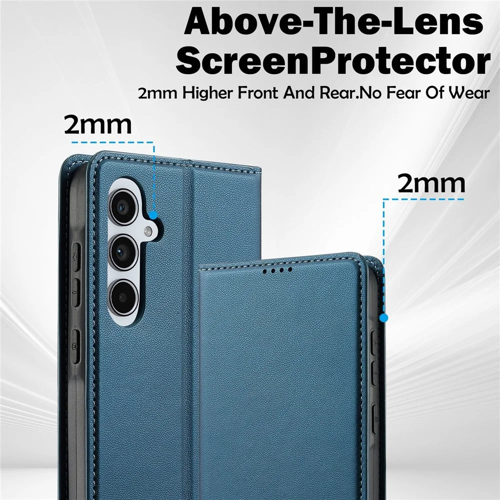 LC.IMEEKE L1 Series for Samsung Galaxy A54 5G Case PU Leather Wallet Stand Protective Phone Cover - Blue - 4