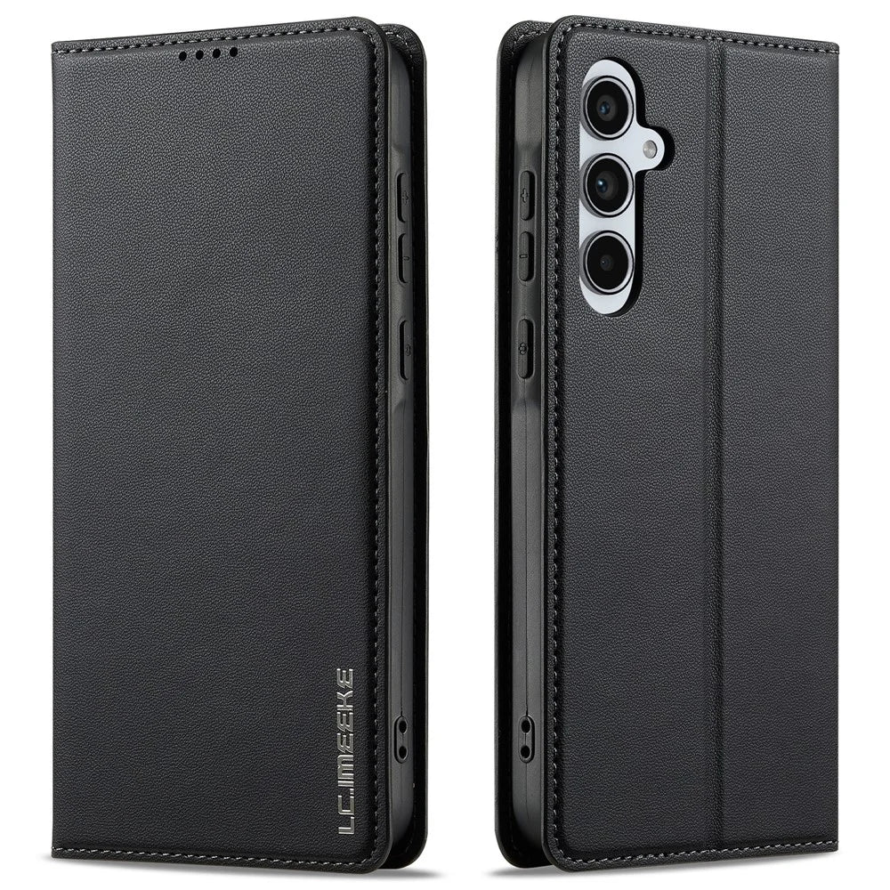 LC.IMEEKE L1 Series for Samsung Galaxy A35 5G Case PU Leather Wallet Stand Protective Phone Cover - Black - 1