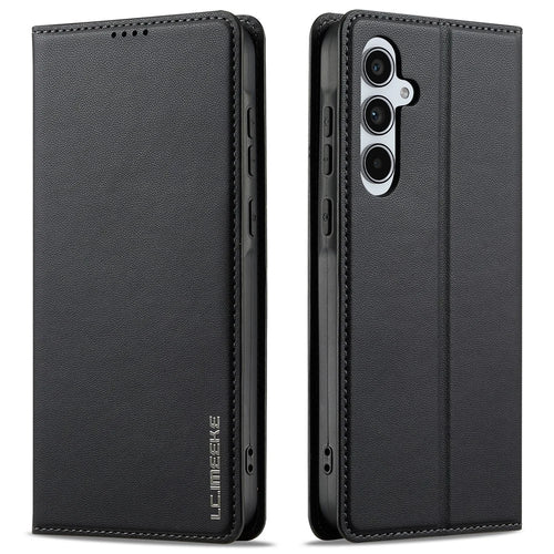 LC.IMEEKE L1 Series for Samsung Galaxy A35 5G Case PU Leather Wallet Stand Protective Phone Cover - Black - 1