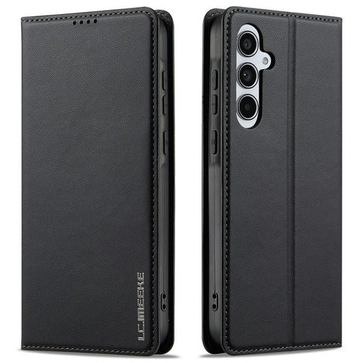 LC.IMEEKE L1 Series for Samsung Galaxy A35 5G Case PU Leather Wallet Stand Protective Phone Cover - Black - 1