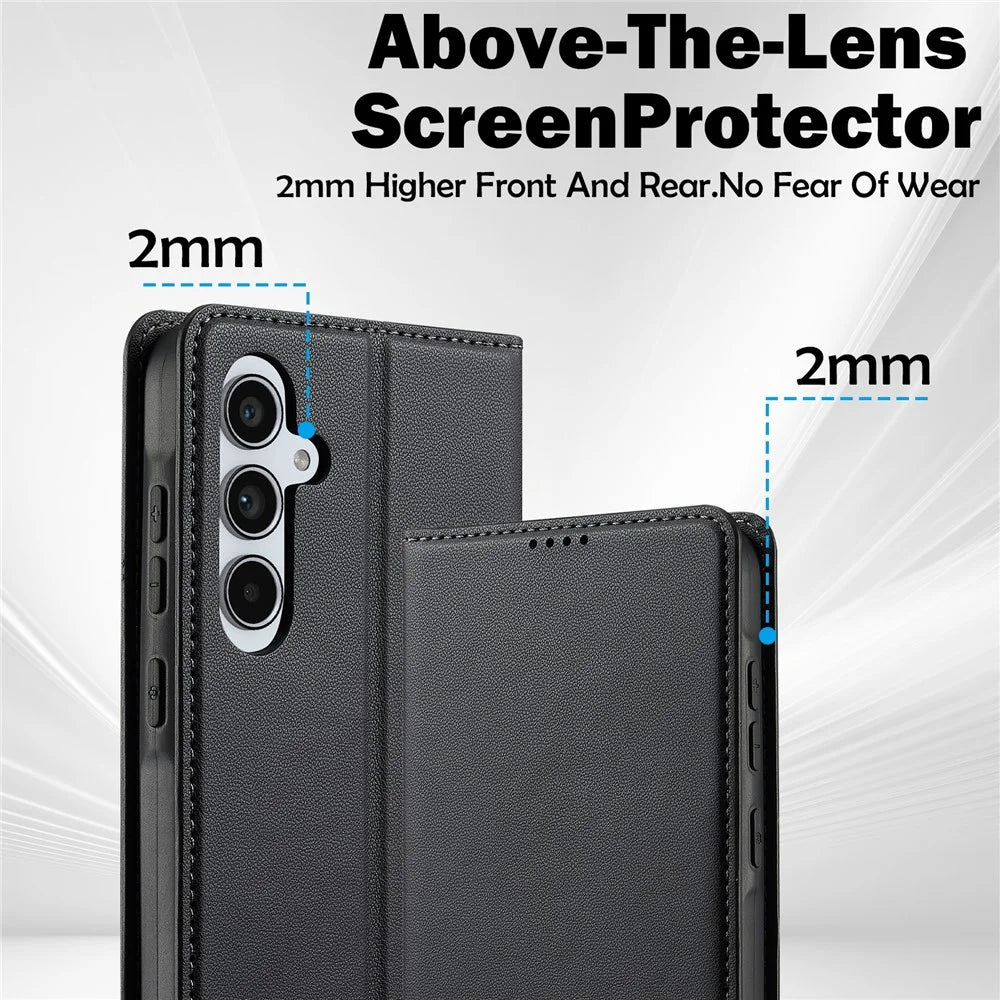 LC.IMEEKE L1 Series for Samsung Galaxy A35 5G Case PU Leather Wallet Stand Protective Phone Cover - Black - 4