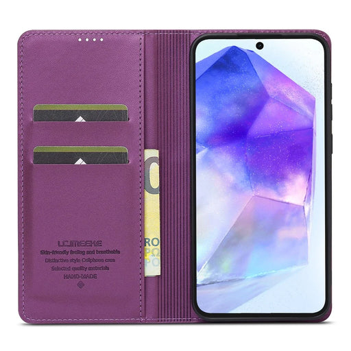 LC.IMEEKE L1 Series for Samsung Galaxy A14 4G / 5G Case PU Leather Wallet Stand Protective Phone Cover - Purple - 2