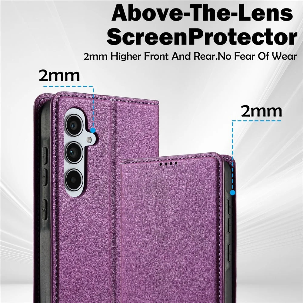 LC.IMEEKE L1 Series for Samsung Galaxy A14 4G / 5G Case PU Leather Wallet Stand Protective Phone Cover - Purple - 4