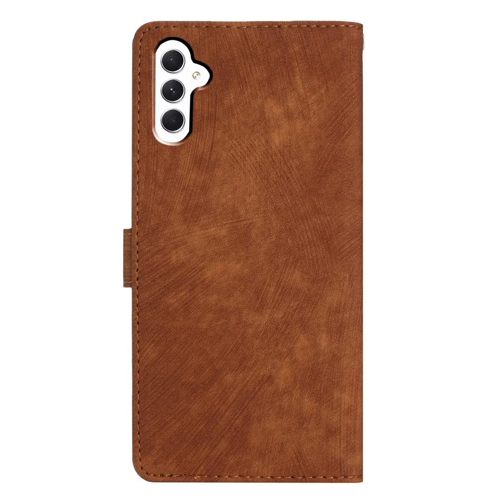 For Samsung Galaxy A16 5G / A16 4G Case with Card Clots Skin-Touch PU Leather Phone Cover Stand - Brown - 7