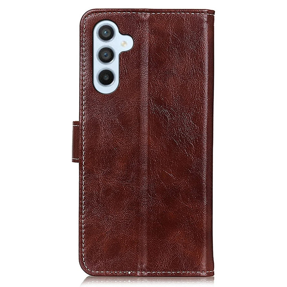 For Samsung Galaxy A16 5G / A16 4G Case Crazy Horse Texture Leather Phone Wallet Cover - Brown - 7