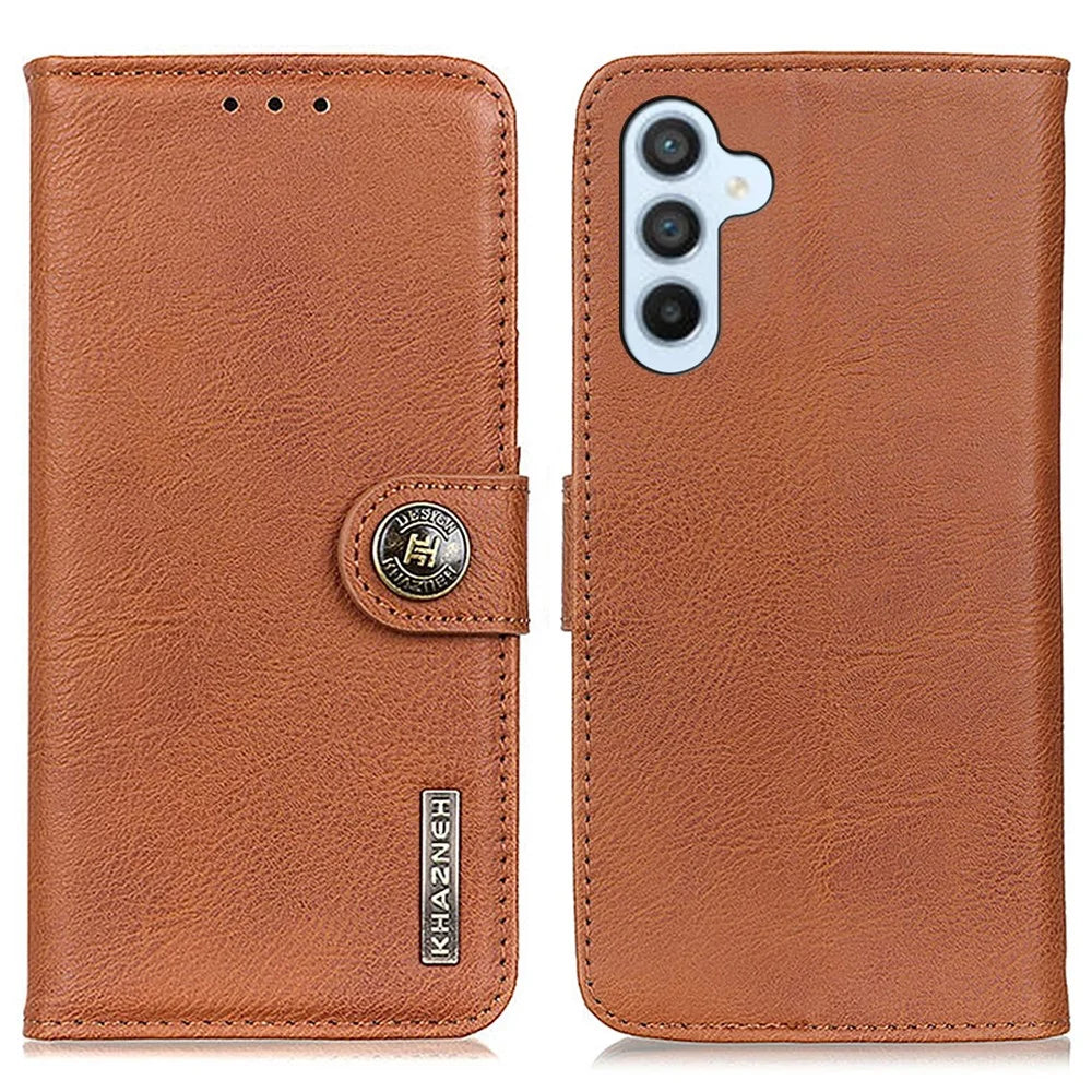 KHAZNEH For Samsung Galaxy A16 5G / A16 4G Wallet Case Cowhide Texture Leather Flip Phone Cover - Brown - 1