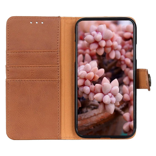 KHAZNEH For Samsung Galaxy A16 5G / A16 4G Wallet Case Cowhide Texture Leather Flip Phone Cover - Brown - 2