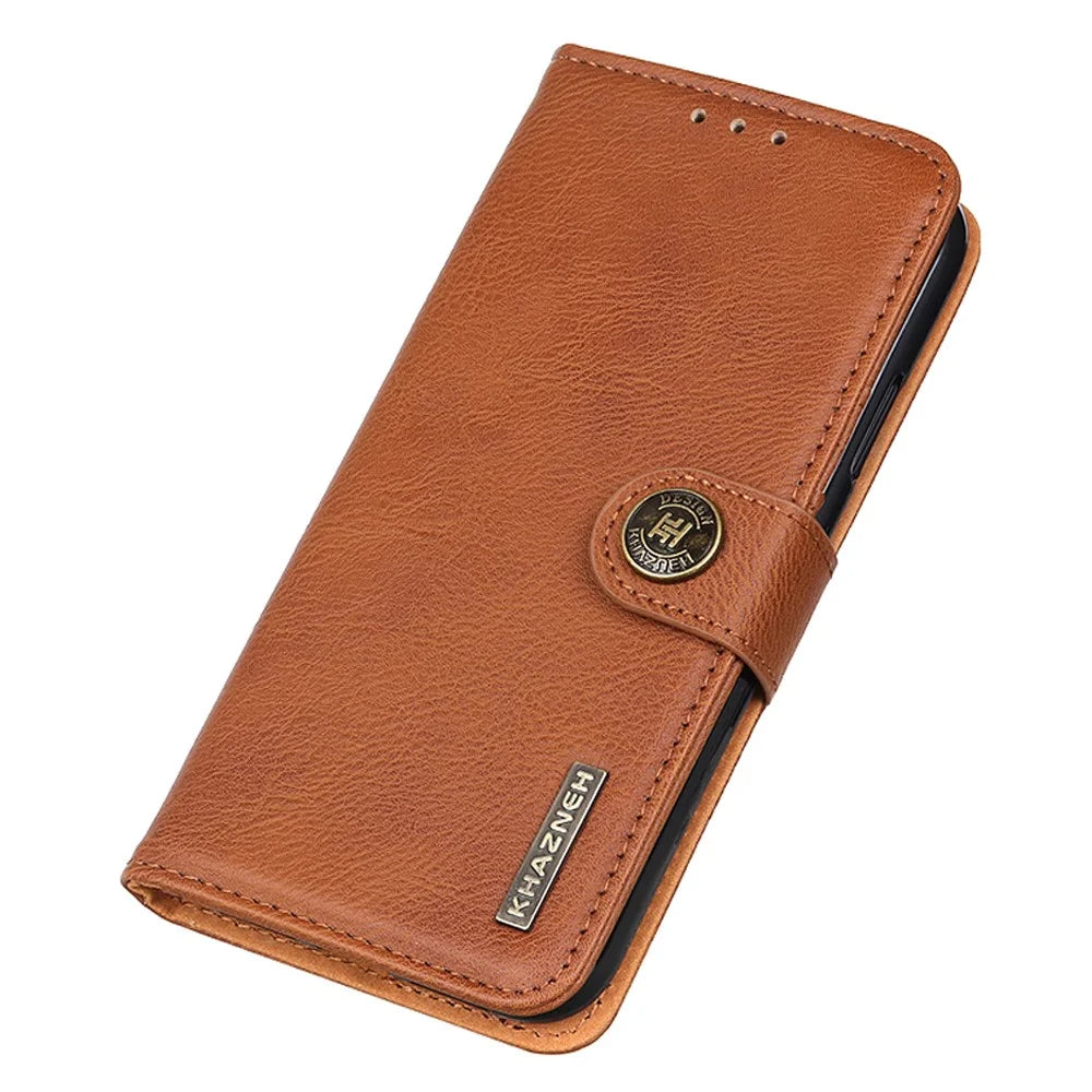 KHAZNEH For Samsung Galaxy A16 5G / A16 4G Wallet Case Cowhide Texture Leather Flip Phone Cover - Brown - 4