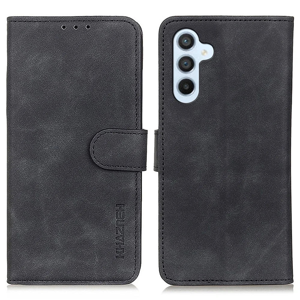 KHAZNEH For Samsung Galaxy A16 5G / A16 4G Case Retro PU Leather Wallet Stand Phone Cover - Black - 1
