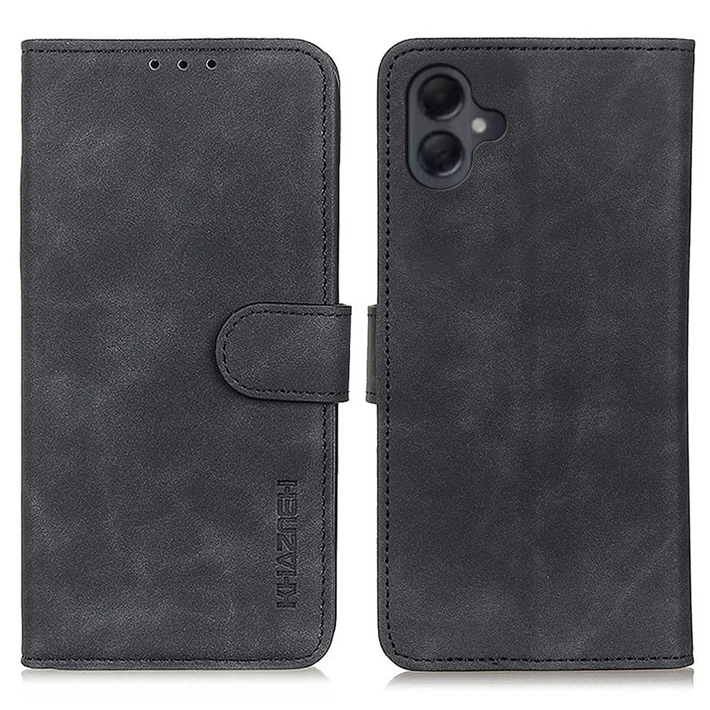 KHAZNEH For Samsung Galaxy A06 4G Case Retro PU Leather Wallet Stand Phone Cover - Black - 1