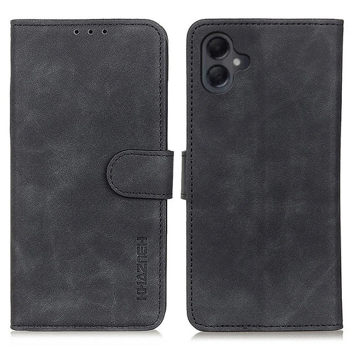 KHAZNEH For Samsung Galaxy A06 4G Case Retro PU Leather Wallet Stand Phone Cover - Black - 1
