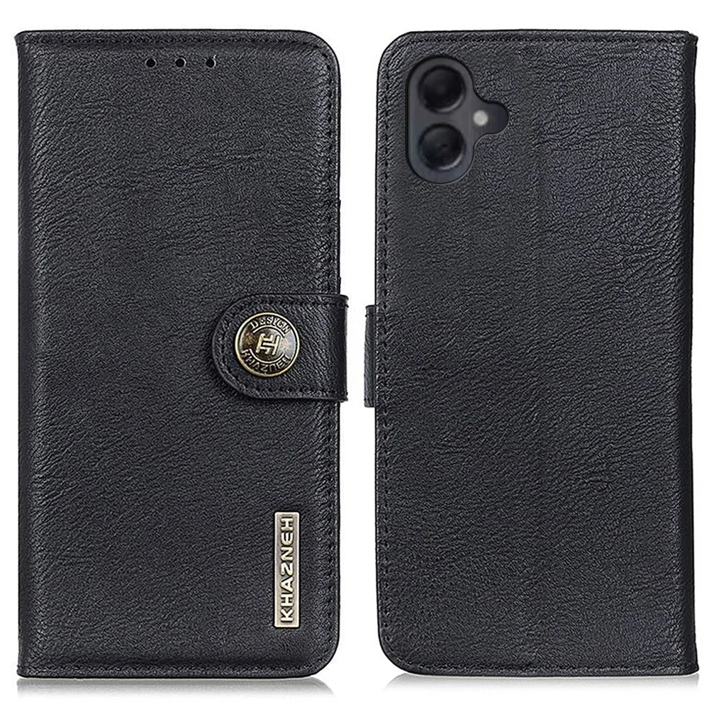 KHAZNEH For Samsung Galaxy A06 4G Wallet Case Cowhide Texture Leather Flip Phone Cover - Black - 1