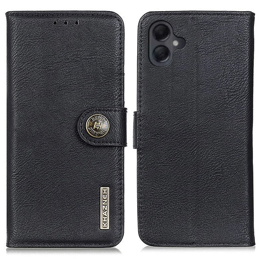 KHAZNEH For Samsung Galaxy A06 4G Wallet Case Cowhide Texture Leather Flip Phone Cover - Black - 1