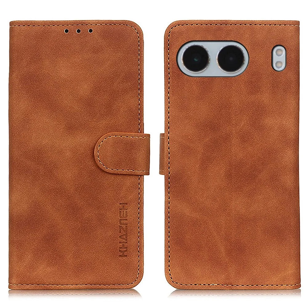 KHAZNEH For OnePlus Nord 4 Case Retro PU Leather Wallet Stand Phone Cover - Brown - 1